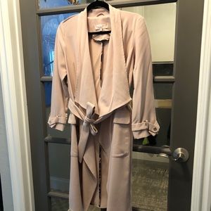 Blush cotton shawl style trench coat